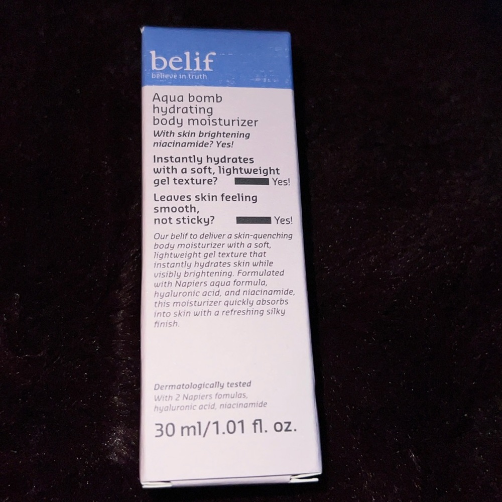 belief
believe in truth
Aqua bomb
body mioisturizer
With skin brightening